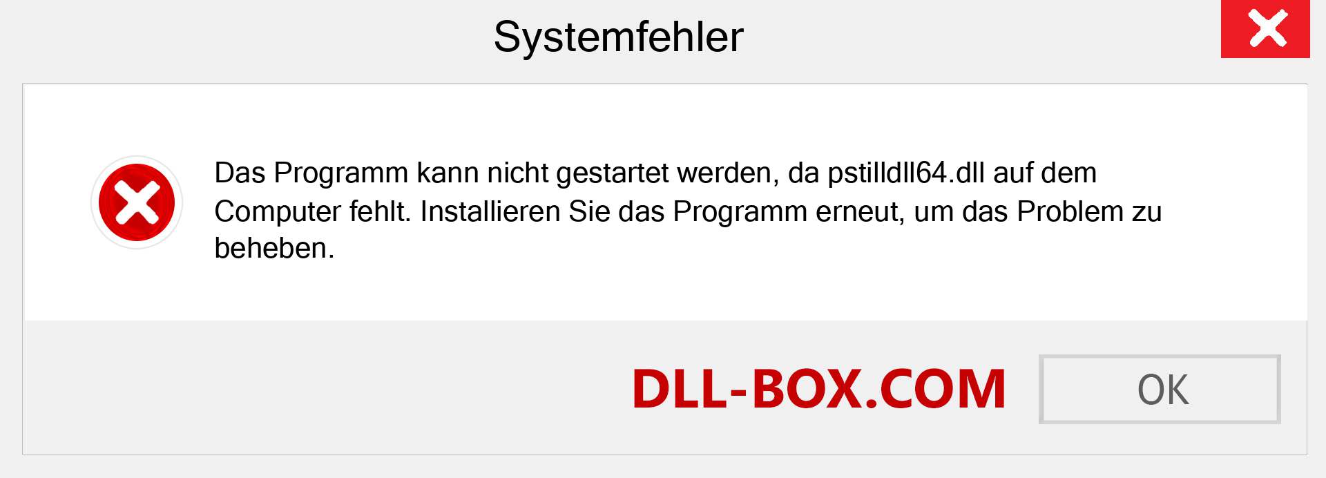 pstilldll64.dll-Datei fehlt?. Download für Windows 7, 8, 10 - Fix pstilldll64 dll Missing Error unter Windows, Fotos, Bildern