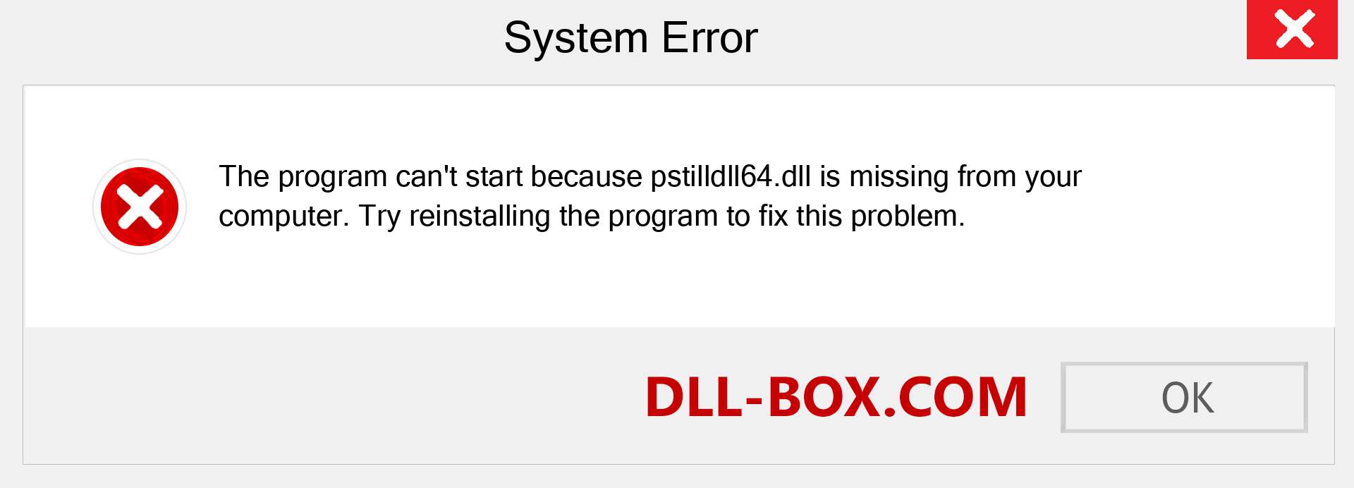  pstilldll64.dll file is missing?. Download for Windows 7, 8, 10 - Fix  pstilldll64 dll Missing Error on Windows, photos, images